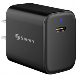 Steren Cargador de Pared ELI-755, 20W, USB-C, Negro 