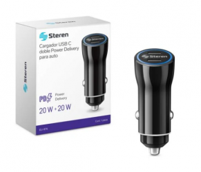 Steren Cargador de Auto ELI-876, 40W, 2 x USB-C 