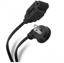 Steren Extensión Clavija 90° EXT16-4N PLANA, 3 Contactos, 10A, 4 Metros, Negro 