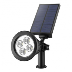 Steren Reflector LED con Panel Solar y Batería Recargable LAM-074, Negro 