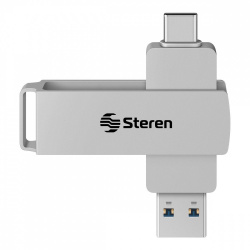 Memoria USB Steren MFD-032/DUAL, 32GB, USB C/USB A 3.0, Plata 