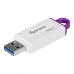 Memoria USB Steren MFD-064, 64GB, USB 3.2, Blanco/Violeta 