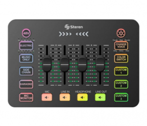 Steren Mezcladora Digital MIX-140, 4 Canales, 10-bit, USB, Entrada XLR 2.5W 