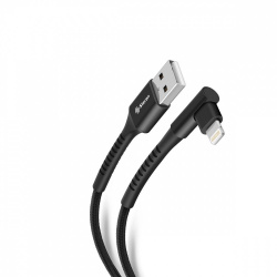 Steren Cable Lightning Angulado Macho - USB-A Macho, 1 Metro, Negro 