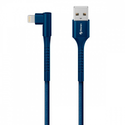 Steren Cable Lightning Angulado Macho - USB-A Macho, 2 Metros, Azul 