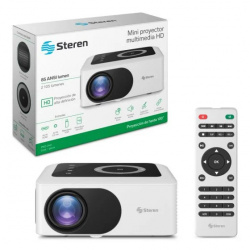 Proyector Portátil Steren PRO-240, WXGA (1280x720) 2105 Lúmenes, con Bocinas, Blanco/Negro - incluye Control 