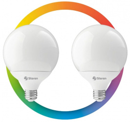 Steren Foco LED Inteligente SHOME-122/2, WiFi, RGB, E26, 15W, 1500 Lúmenes, 2 Piezas 