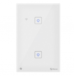 Steren Interruptor de Luz Inteligente Z302, 2 Botones, ZigBee, Blanco 