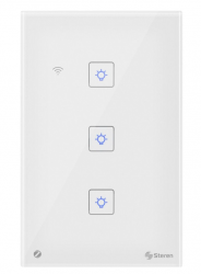 Steren Interruptor de Luz Inteligente SHOME-Z303, 3 Botones, Wi-Fi, Blanco 