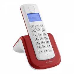 Steren Teléfono Inalámbrico DECT TEL-2410, 1 Auricular, Altavoz, Rojo/Blanco 