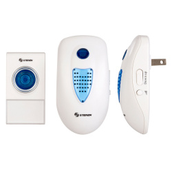 Steren Timbre Digital, Inalámbrico, 38 Tonos, hasta 50 Metros, 2 campanas, Blanco 