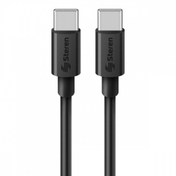 Steren Cable USB-C Macho - USB-C Macho. 2 Metros, Negro 