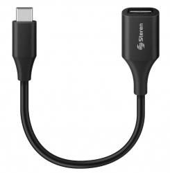 Steren Cable USB C Macho - USB A Hembra, 10cm, Blanco 