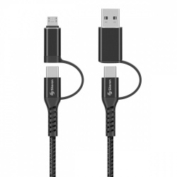 Steren Cable 4 en 1 USB/USB C Macho - Micro USB/USB C Macho, 1 Metro, Negro 