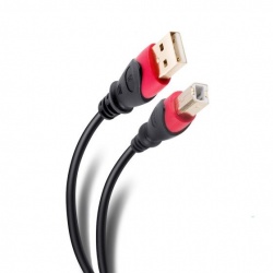Steren Cable Elite USB A Macho - USB B Hembra, 3.6 Metros, Negro/Rojo 