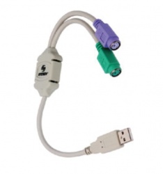 Steren Adaptador USB Macho - 2x PS/2 Macho, Blanco 