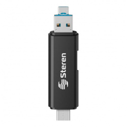 Steren Lector de Tarjetas USB-685, Micro SD, USB-A/USB-C/Micro USB OTG, Negro 