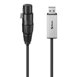 Steren Cable AUX USB A Macho - XLR Macho, 1.15 Metros, Negro/Metálico 
