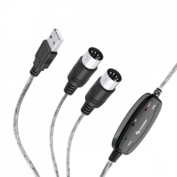Steren Cable USB Macho - MIDI Macho, 1.8 Metros, Negro/Plata 
