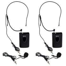 Steren Sistema de 2 Micrófonos WR-058, Inalámbrico VHF, Negro 