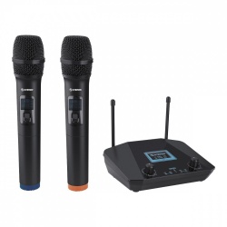 Steren Micrófonos y Receptor WR-809 UHF, Inalámbrico, Negro 