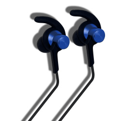 STF Audífonos Intrauriculares Deportivos Cross, Inalámbrico, Bluetooth, Negro/Azul 