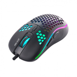 Mouse Gamer Ergonómico STF GM-512, Alámbrico, Óptico, 6.400DPI, USB-A, Negro 