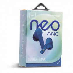STF Audífonos Intrauriculares con Micrófono Neo Anc, Inalámbrico, Bluetooth, Azul 
