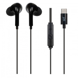 STF Audífonos Intrauriculares con Micrófono ST-E60969, Alámbrico, 1.2 Metros, USB-C, Negro 