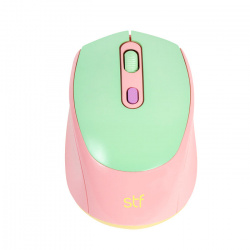 Mouse STF Óptico VIVA!, Inalámbrico, USB, Rosa/Verde 