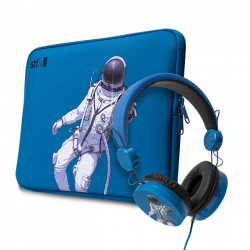 STF Kit Funda y Audífonos ST-P16116 para Laptop de 14”, Azul 