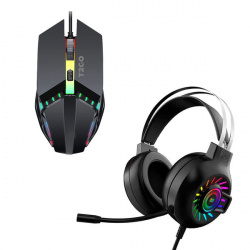 STF Kit de Audífonos y Mouse Gamer T2GO GameX, Alámbrico, Negro 