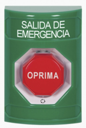 STI Botón de Salida de Emergencia, Alámbrico, Verde, Texto en Español 