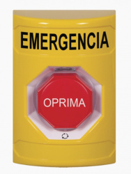 STI Botón de Emergencia, Amarillo, Texto en Español 