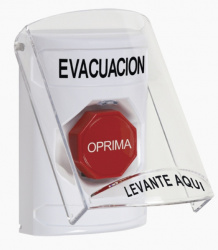 STI Botón de Evacuación, Alámbrico, Blanco, Texto en Español 