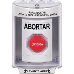 STI Botón de Aborto con Cubierta SS2382AB-ES, Inalámbrico, Blanco, Texto en Español 