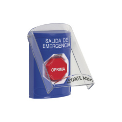 ﻿STI Botón de Emergencia, Alámbrico, Azul/Rojo, Texto en Español 