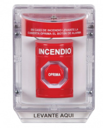 STI Protector de Policarbonato con Bocina, Montaje Empotrado, Rojo 