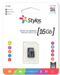 Memoria Flash Stylos STMSD16B, 16GB MicroSDHC Clase 10, con Adaptador 