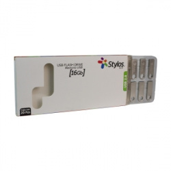 Memoria USB Stylos ST100, 16GB, USB 2.0, Plata, 20 Piezas 