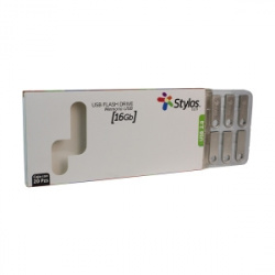 Memoria USB Stylos ST100, 16GB, USB 2.0, Plata, 20 Piezas 