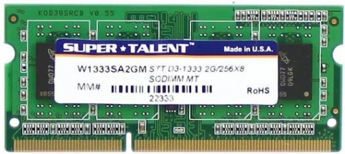 Memoria RAM Super Talent Technology DDR3, 1333MHz, 2GB, CL9, SO-DIMM 