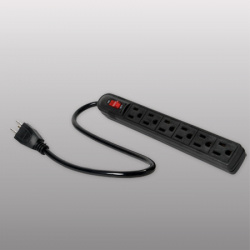 Supplier Barra Multicontactos, 6 Contactos, 15A, 125V, 30cm, Negro 