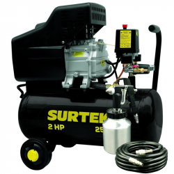 Surtek Compresor de Aire Horizontal COMP425K, 25L, 115psi, 2HP, 120V 