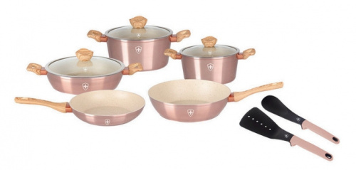 Swiss Silver Batería de Cocina SSBAT10B, Aluminio, Antiadherente, 10 Piezas 