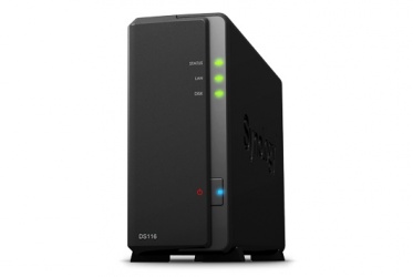 Synology Servidor NAS DiskStation DS116 de 1 Bahía, max. 10TB, 2x USB 3.0 - no incluye Discos 