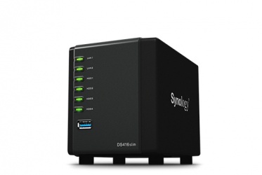 Synology Servidor NAS DiskStation DS416slim de 4 Bahías, max. 8TB, 2x USB 3.0 - no incluye Discos 