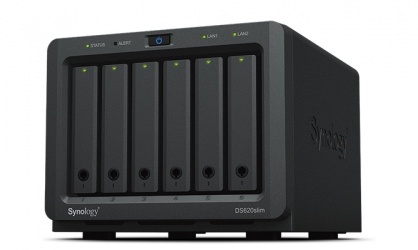 Synology Servidor NAS DiskStation DS620SLIM de 6 Bahías, máx. 108TB, Intel Celeron J3355 2.50GHz, 2GB DDR3L, USB 3.2, Negro ― no incluye Discos 
