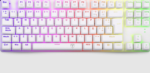 Teclado Gamer T-Dagger Bora T-TGK315 TKL RGB, Teclado Mecánico, Switch Red, Alámbrico, Blanco (Español) 
