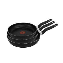 T-Fal Juego de Sartenes Vital, 24/26/30cm, Antiadherente, Aluminio, 3 Piezas, Negro 